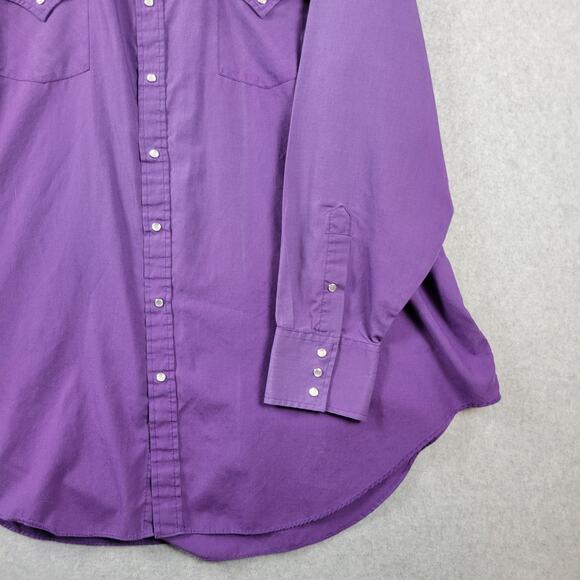 Vintage Sheplers Purple LS Pearl Snap Western Rodeo Shirt Men's Tall 20 37 - Picture 5 of 12